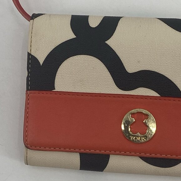 TOUS SAND-CORAL COLORED CANVAS KAOS BIG CHANGE PURSE MINI CROSSBODY - Picture 5 of 14